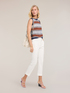 Cropped cotton blend trousers image number 0