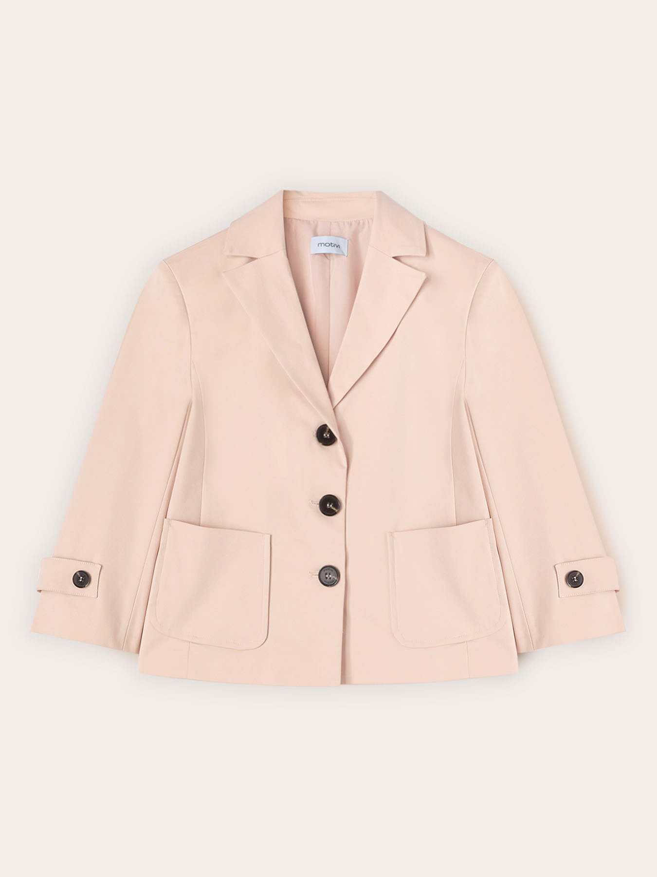 Three-quarter sleeve cotton blend jacket image number 4