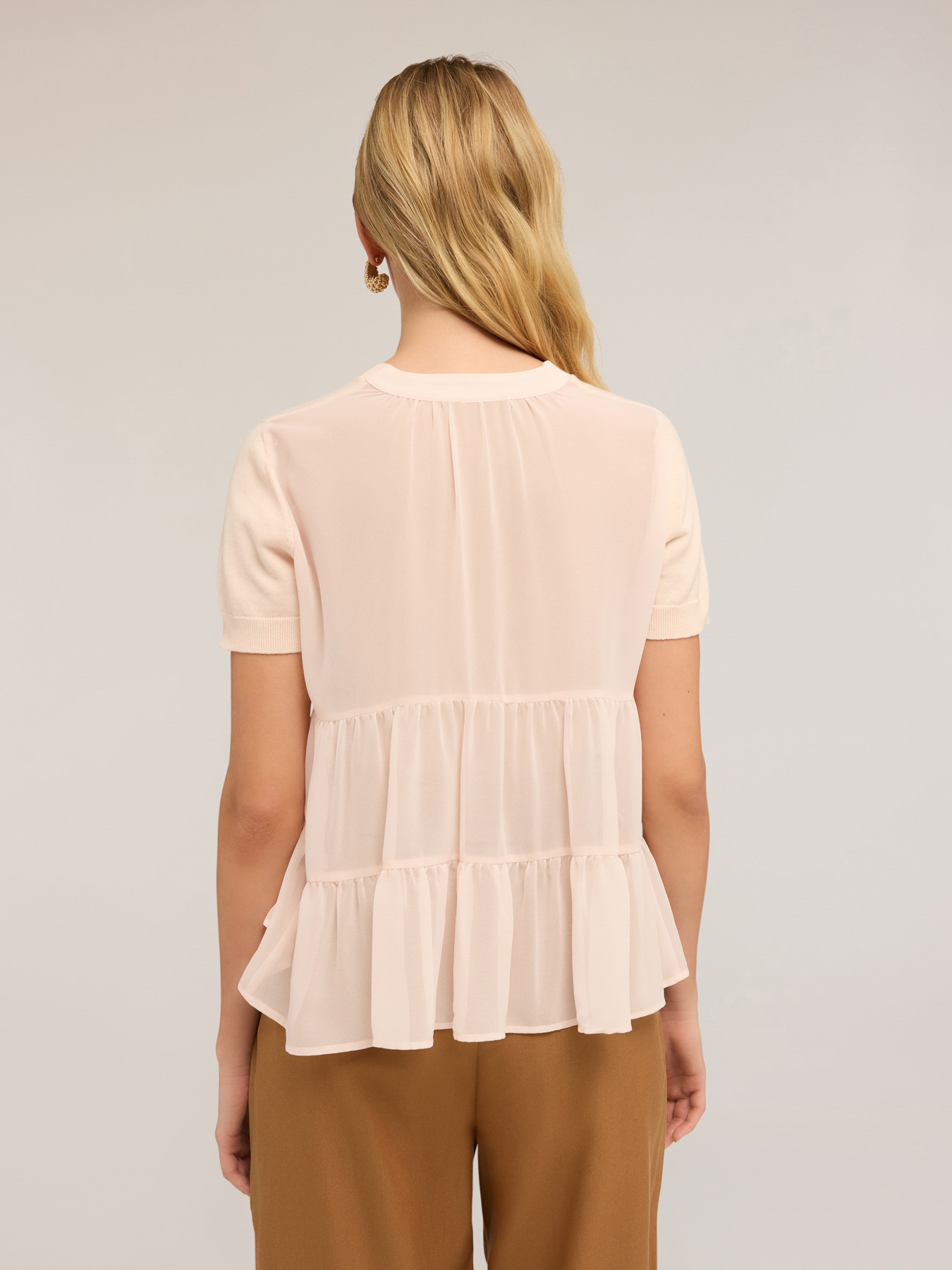 Sweater with georgette ruffle image number 1