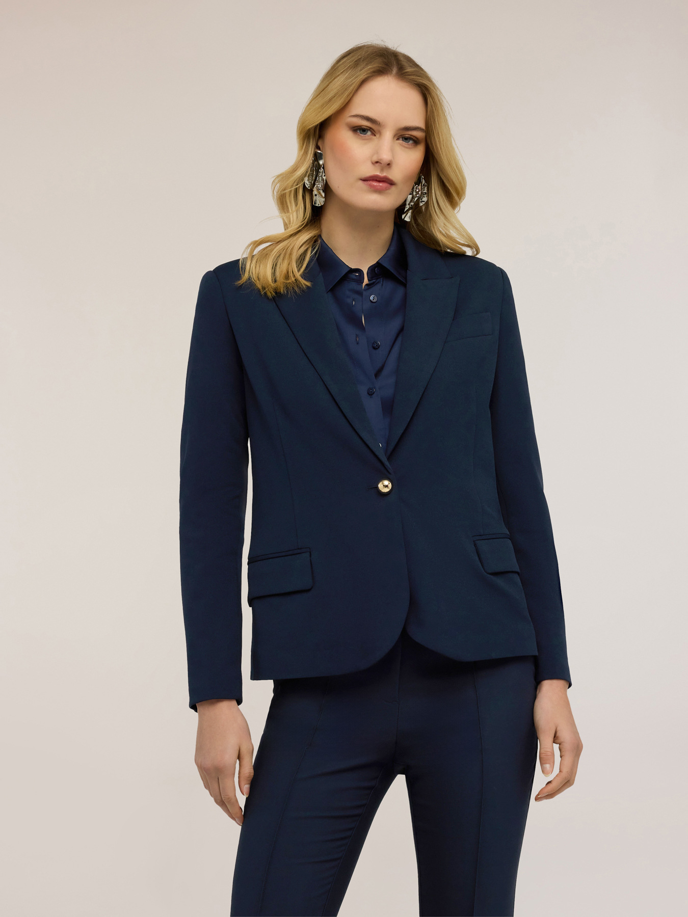 Single-breasted blazer with striped inner lining image number 0