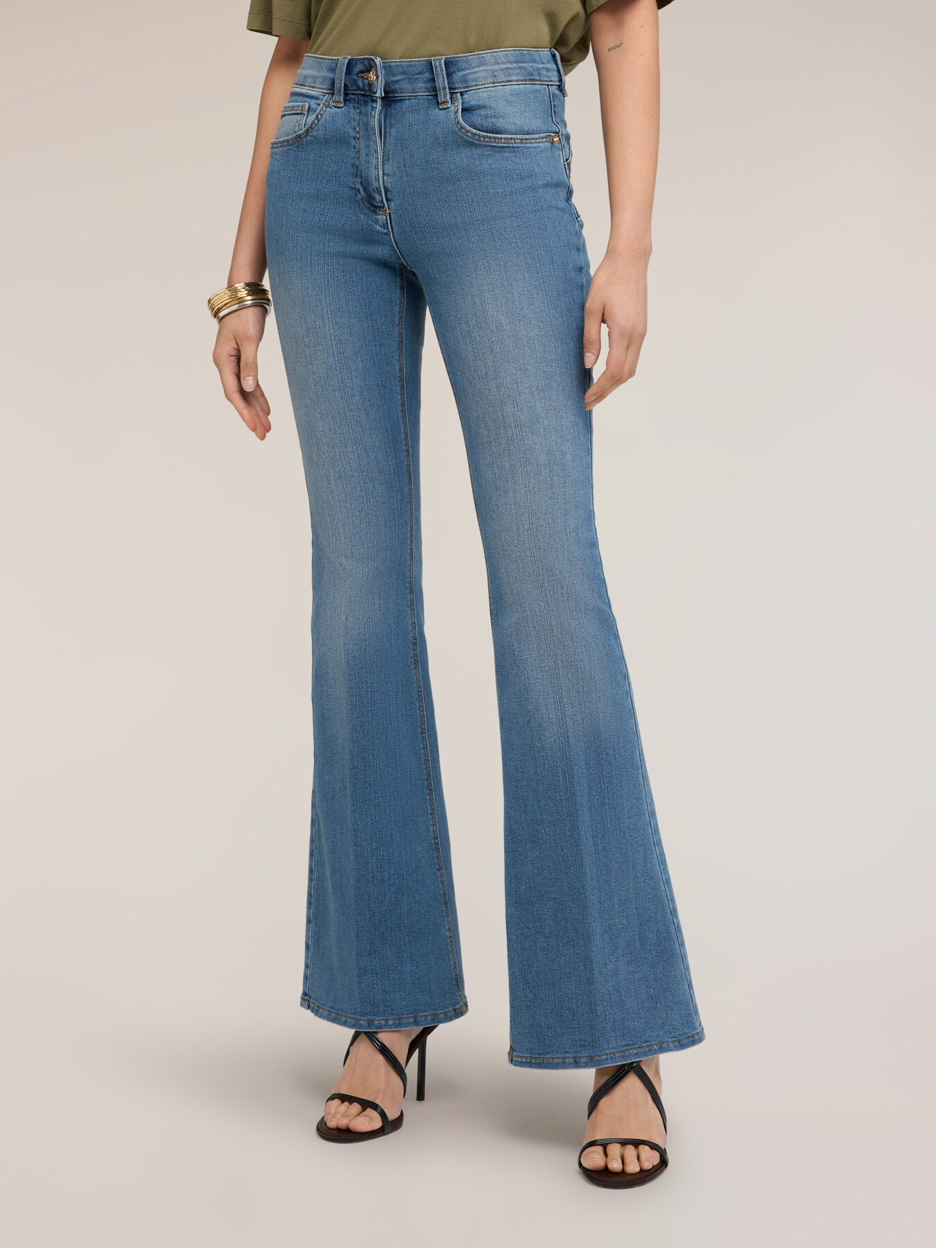 Light blue flare jeans image number 0
