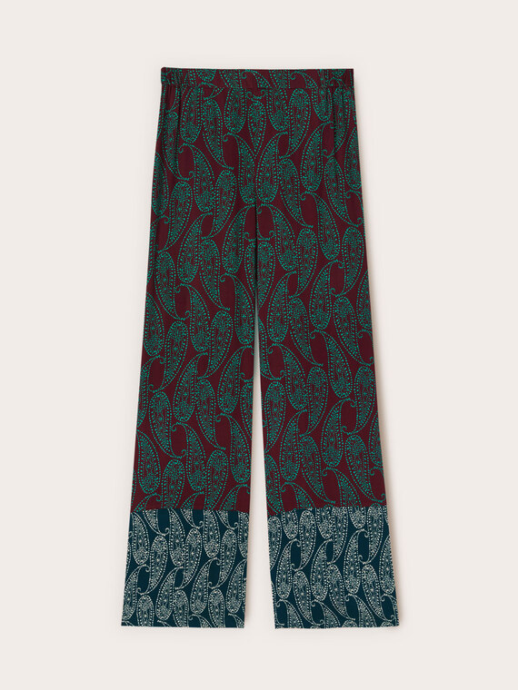 Pantalones palazzo de raso estampado cashmere
