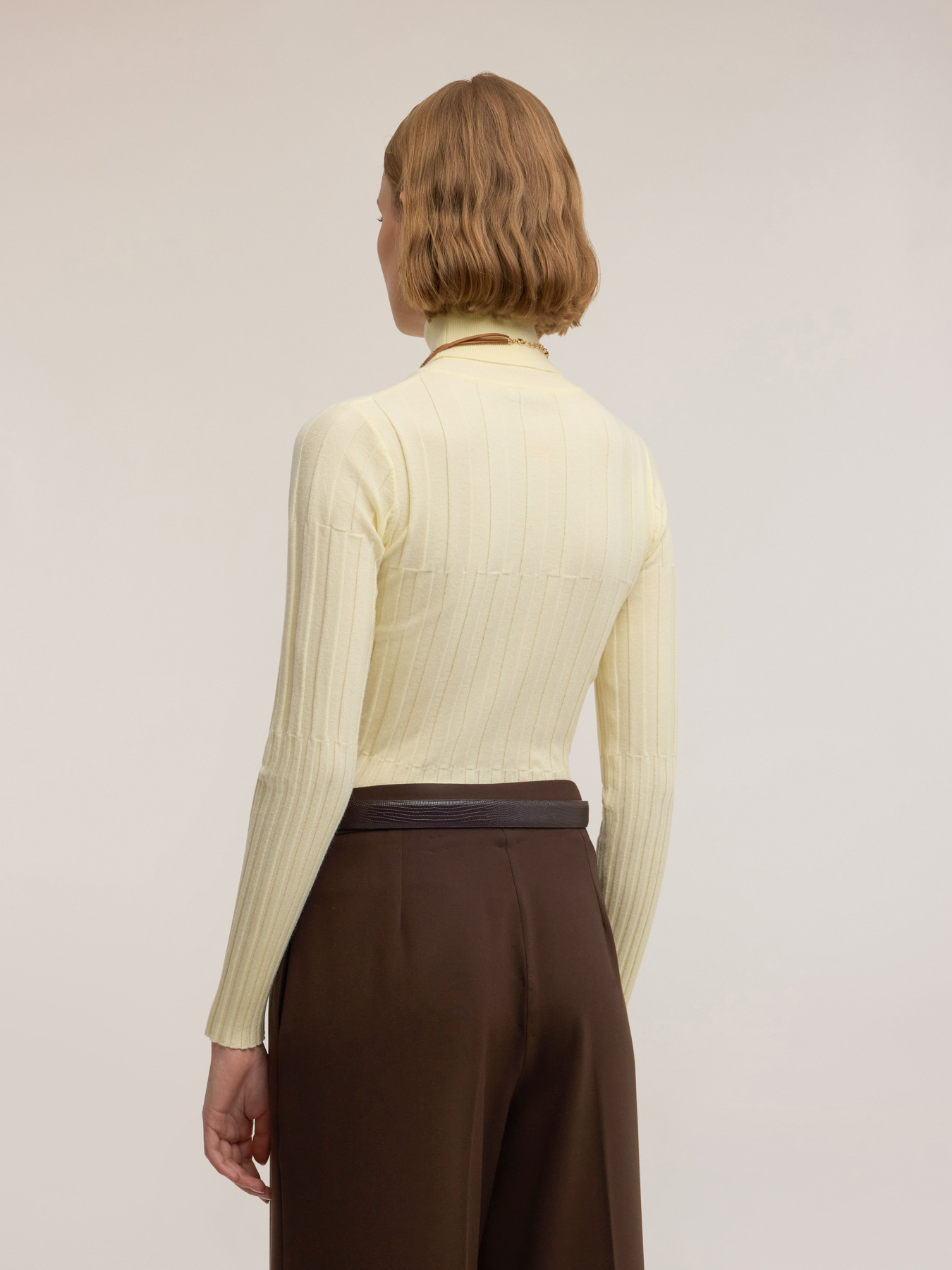 Turtleneck sweater with asymmetrical ribbed knit image number 1