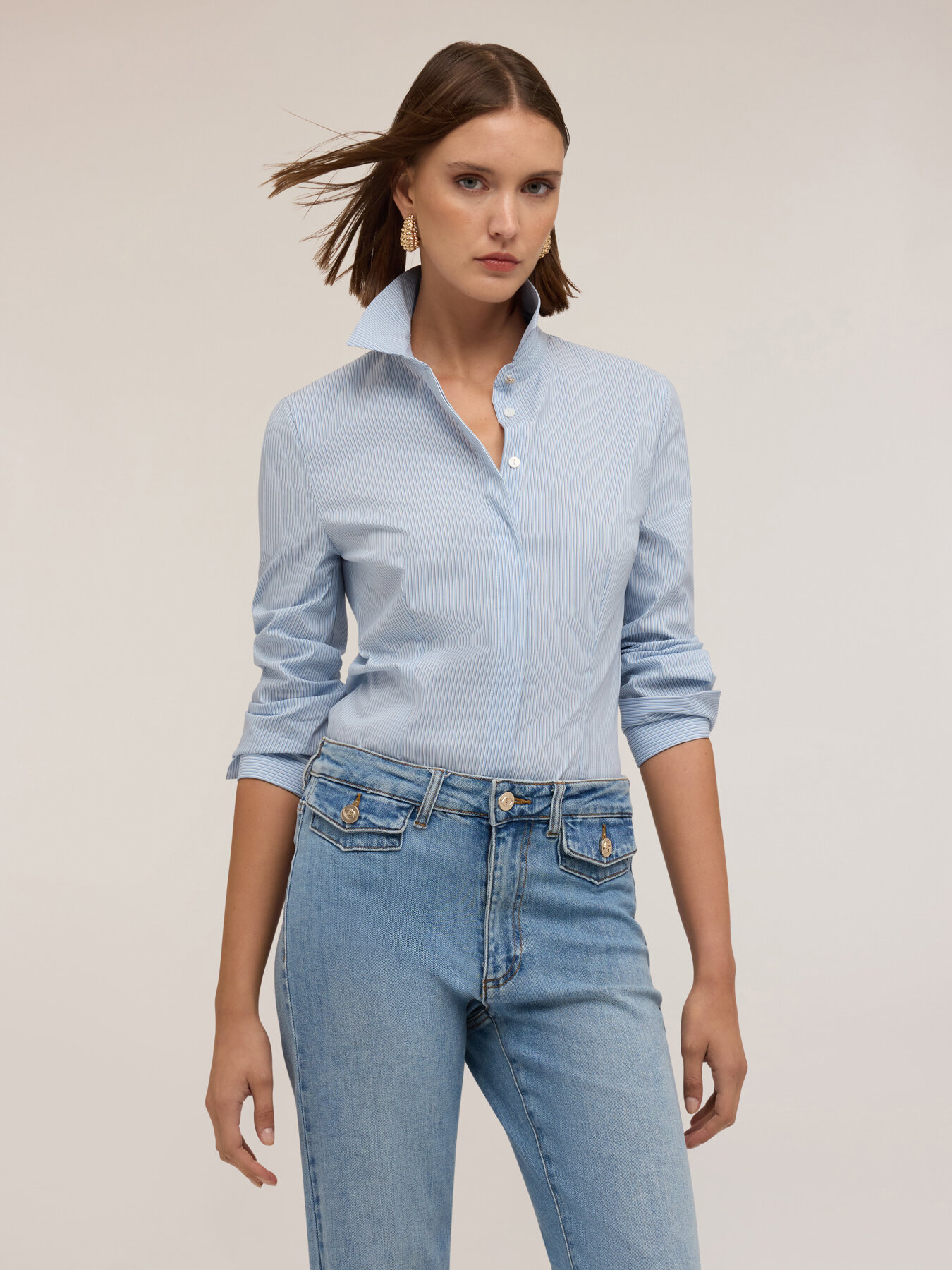 Camicia in popeline a righe image number 1