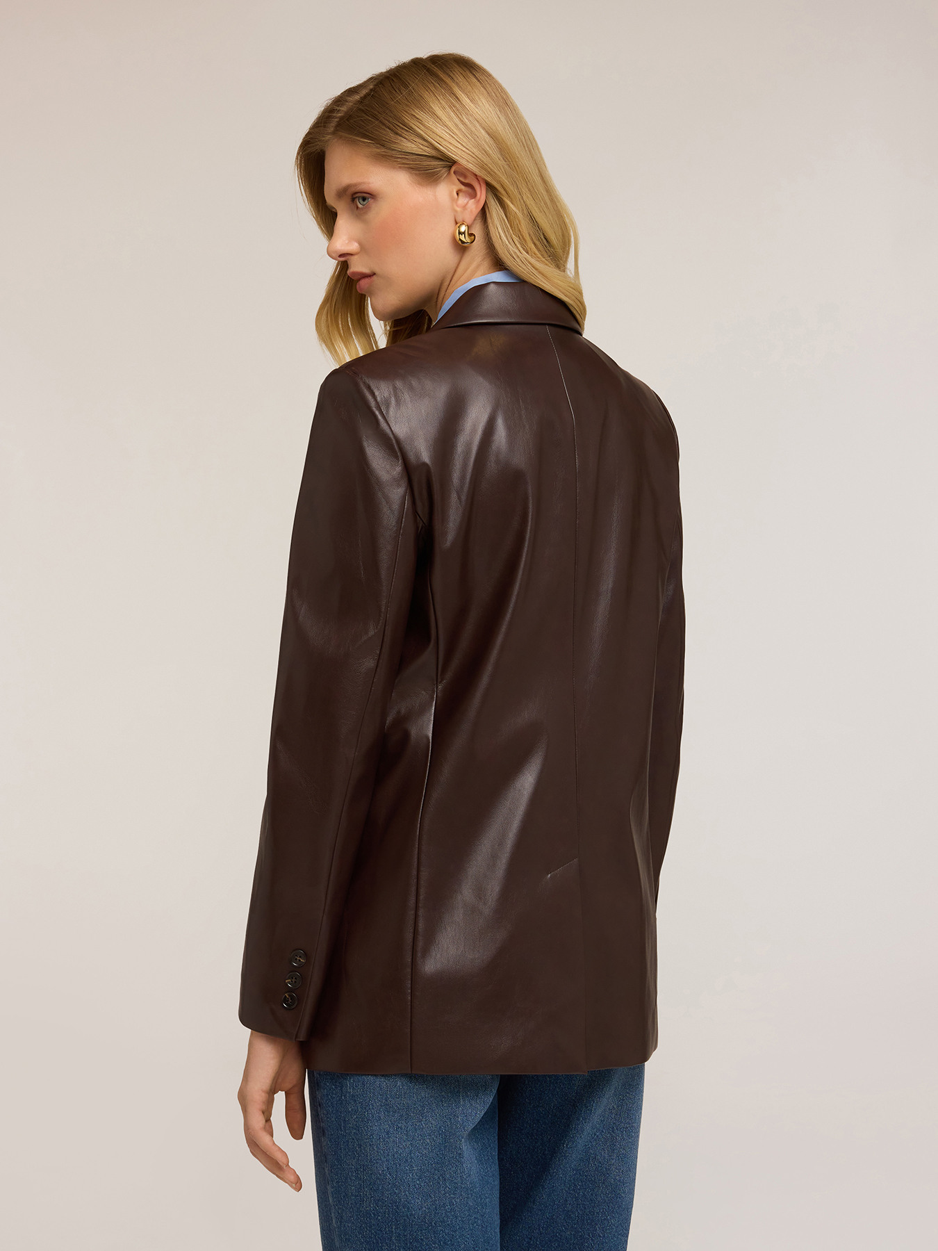 Single-breasted blazer in coated fabric image number 1