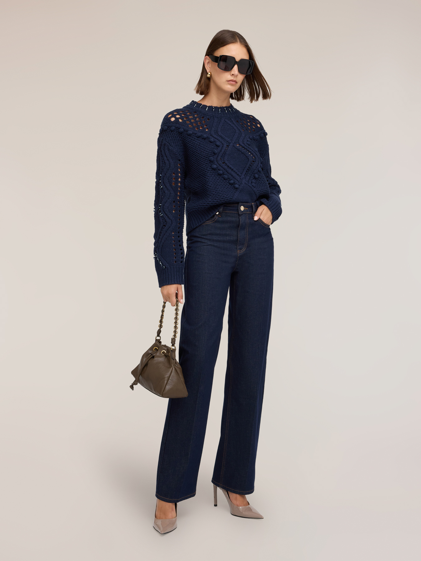 Ajour&eacute; mixed wool knitwear image number 2