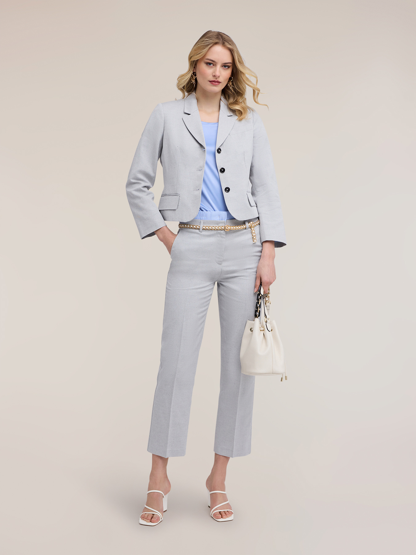 Chino-Hose mit hohem Bund image number 0
