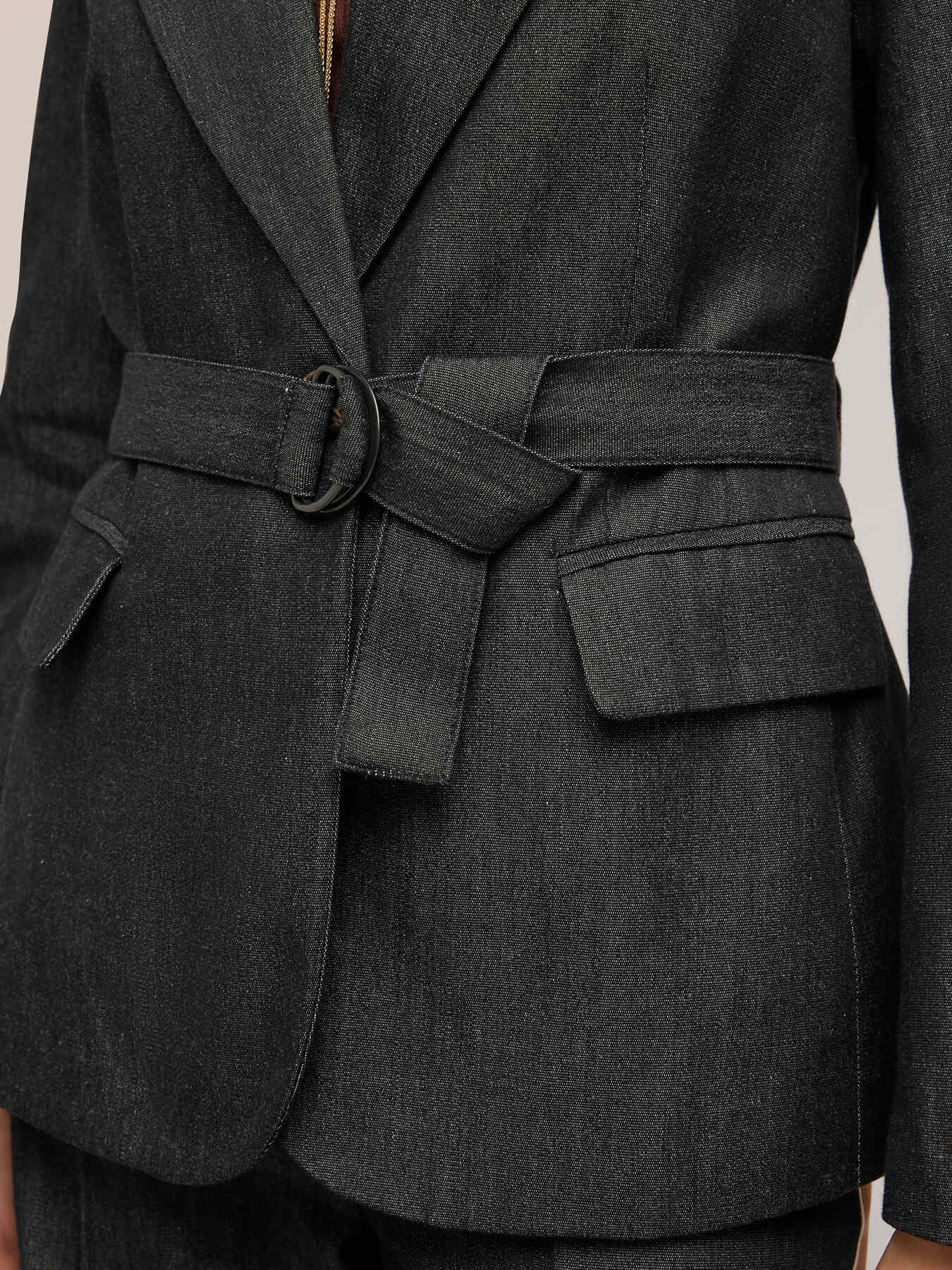 Belted ramie blend blazer image number 4