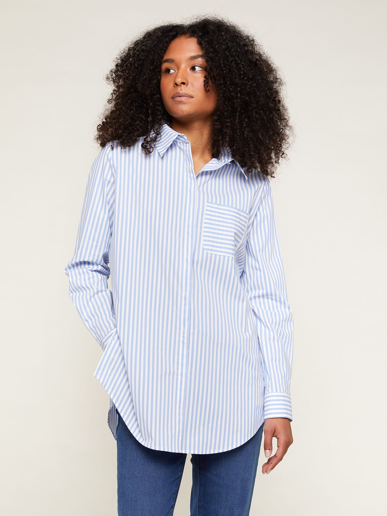 Striped shirt with side slits image number 0