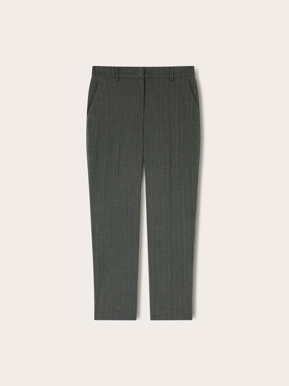 Pinstripe slim trousers in yarn-dyed fabric