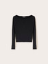 Boat neck sweater in flat rib knit image number 3