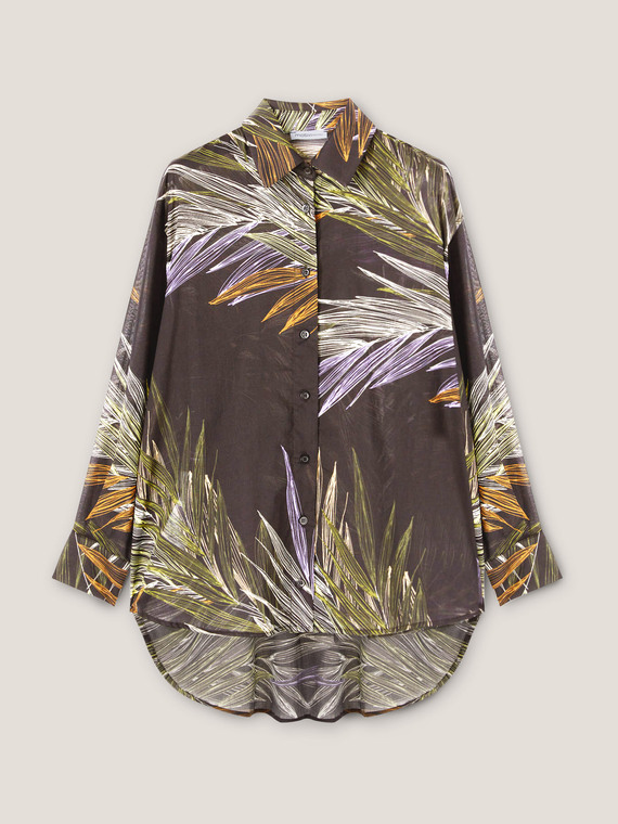 Chemise d’été large en coton à motif de feuilles