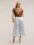 Pantaloni trei sferturi din bumbac cu broderie florală image number 0