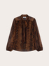 Blusa con fiocco in georgette fantasia animalier image number 4