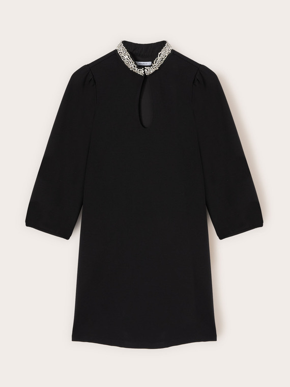 Milano stitch dress with embroidered collar