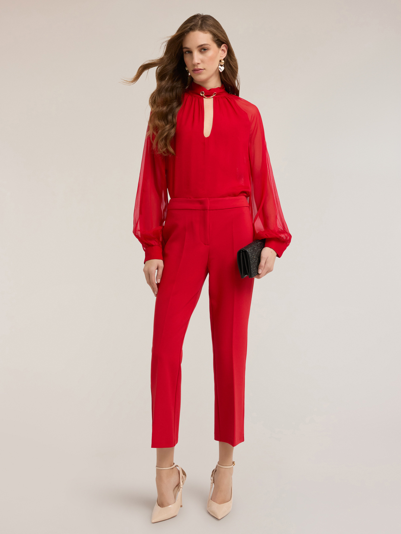 Pantaloni kick flare in poliviscosa image number 3