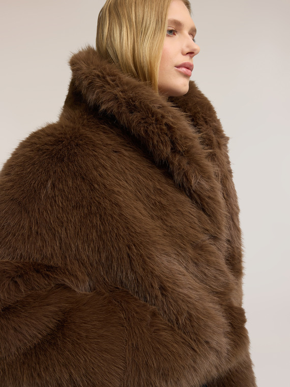 Faux fur effect jacket with shawl collar
