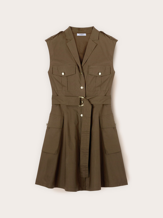 Poplin shirtdress with belt