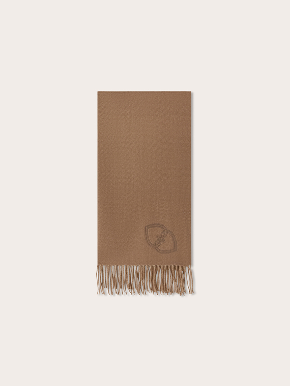 Schal mit Fransen und gesticktem Logo