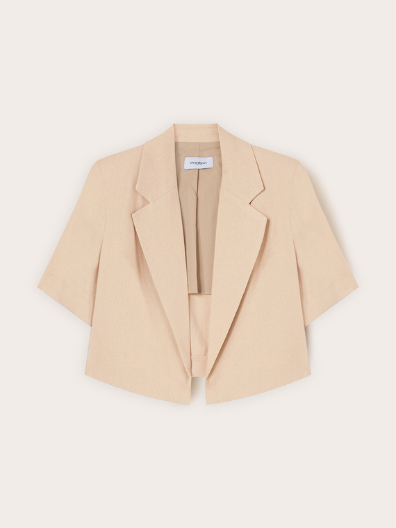 Cropped unstructured mixed linen jacket