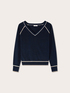 V-neck sweater in wool and silk blend image number 4
