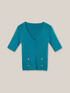 Short-sleeved, rib-knit sweater with buttons image number 3