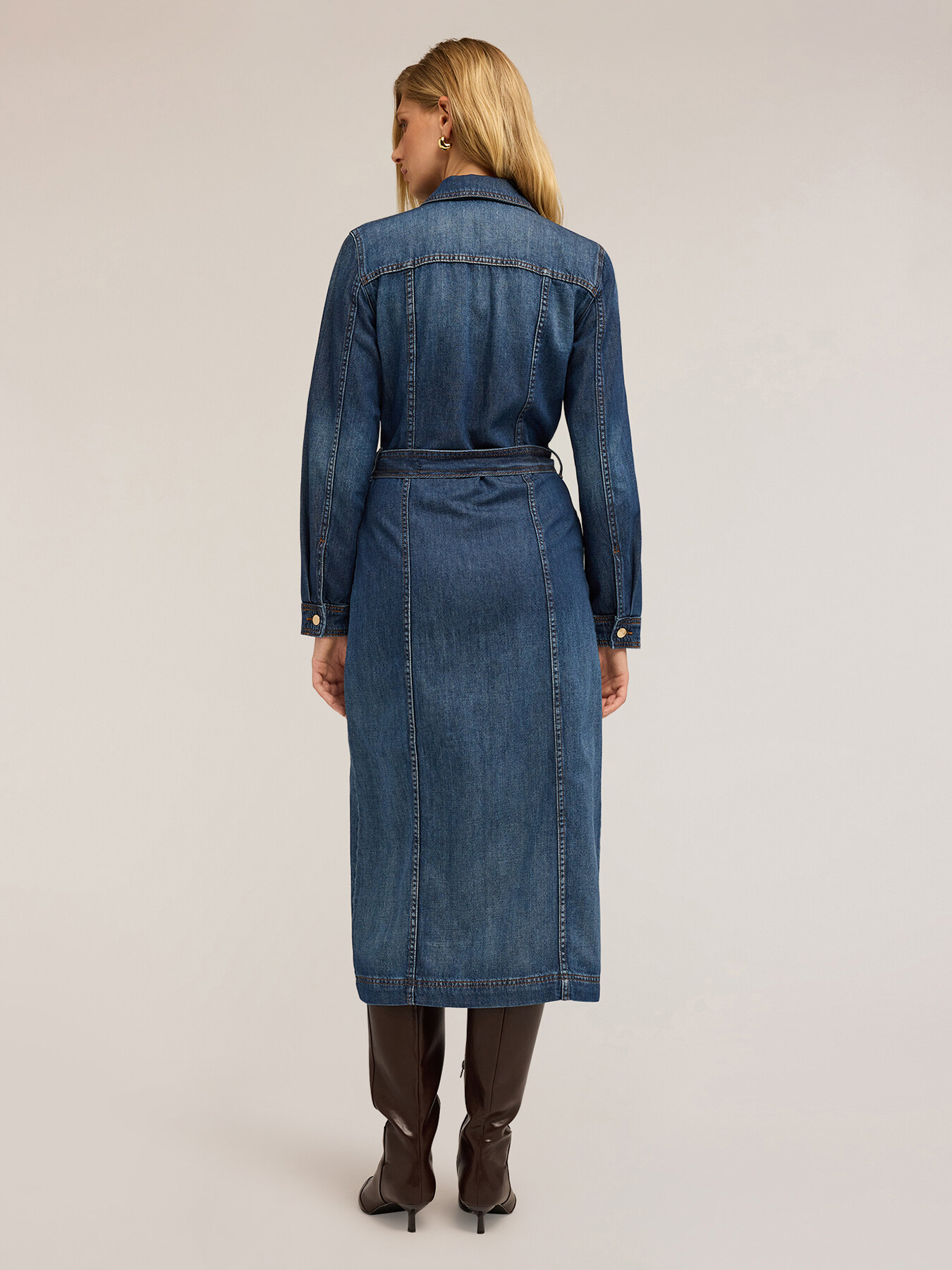 Rochie tip cămașă din denim amestecat cu tencel image number 1