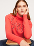 Oversize angora blend turtleneck sweater with stone embroidery image number 0