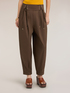 Pantalon en popeline avec liens &agrave; la taille image number 2
