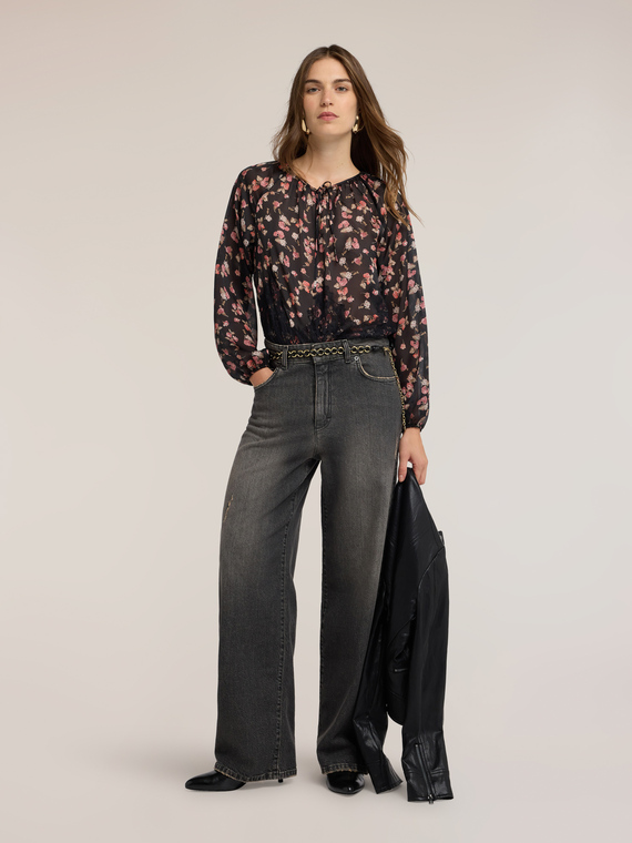 Barrel jeans in black wash denim