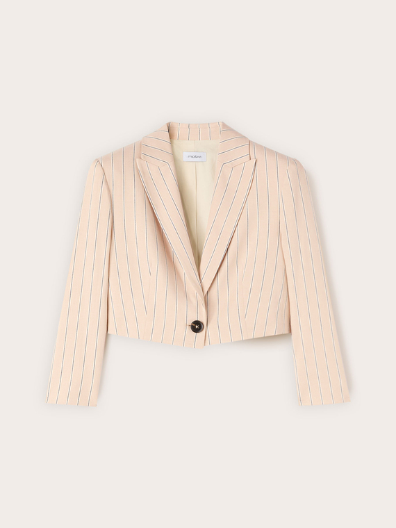 Striped linen blend spencer blazer