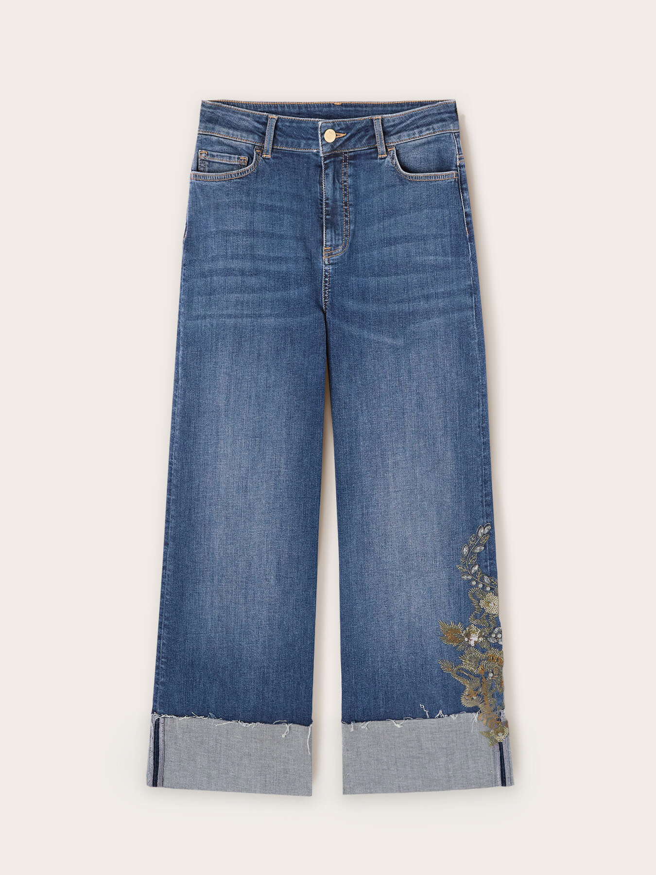 Jean cropped avec broderie image number 4