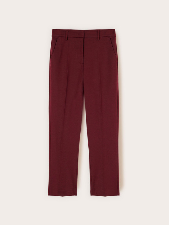 Regular fit cotton viscose blend trousers