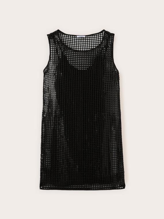 Short mesh dress with sequins