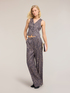 Pantalon palazzo en twill de viscose &agrave; imprim&eacute; fleuri image number 0