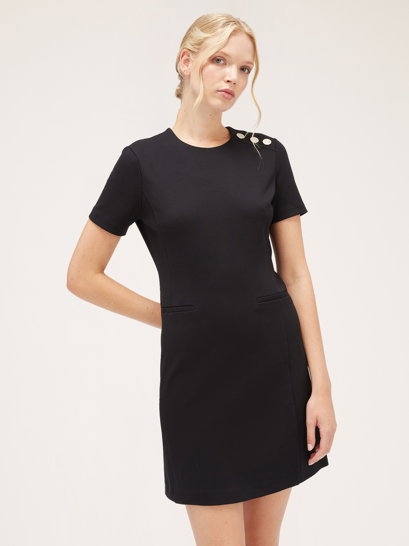 Mini dress with button feature image number 0