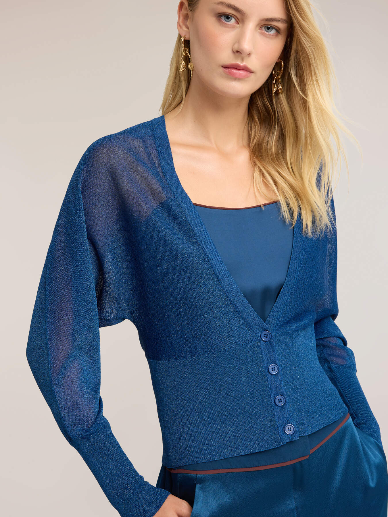 Cardigan in maglia fine lurex image number 3