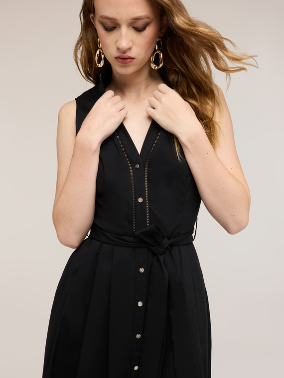 Vestido camisero largo en popel&iacute;n
