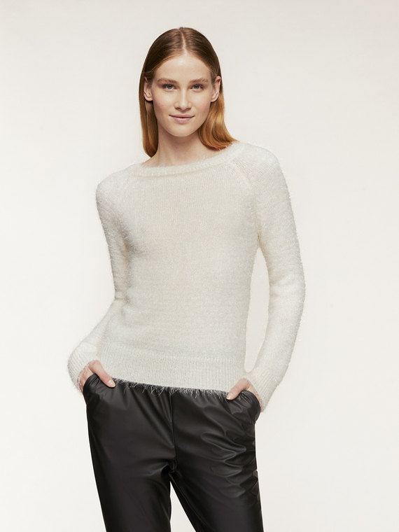 Lurex-Pullover aus Garn mit Fell-Effekt