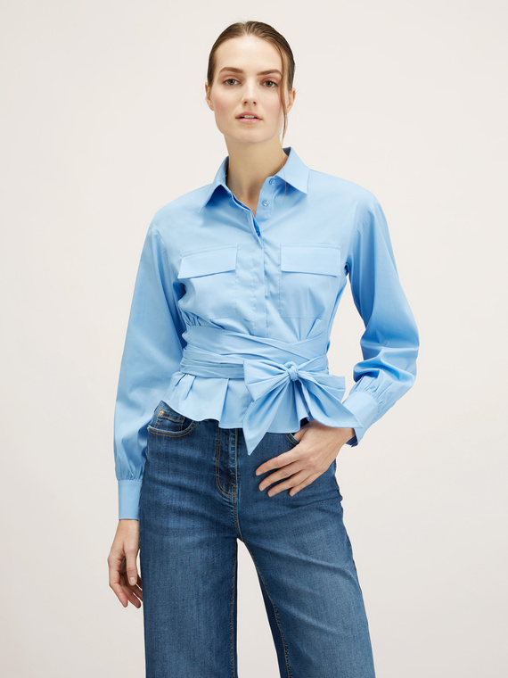 Cropped shirt with sash