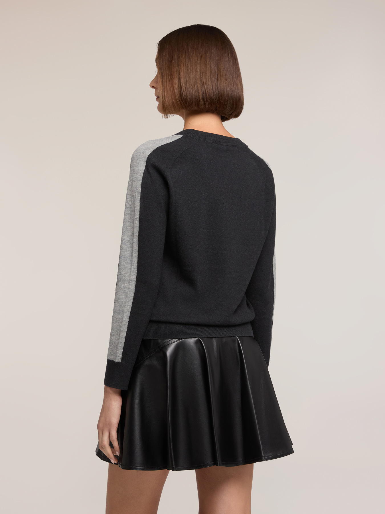Maglia in misto lana seta color block image number 1