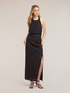 Long draped linen blend dress image number 2