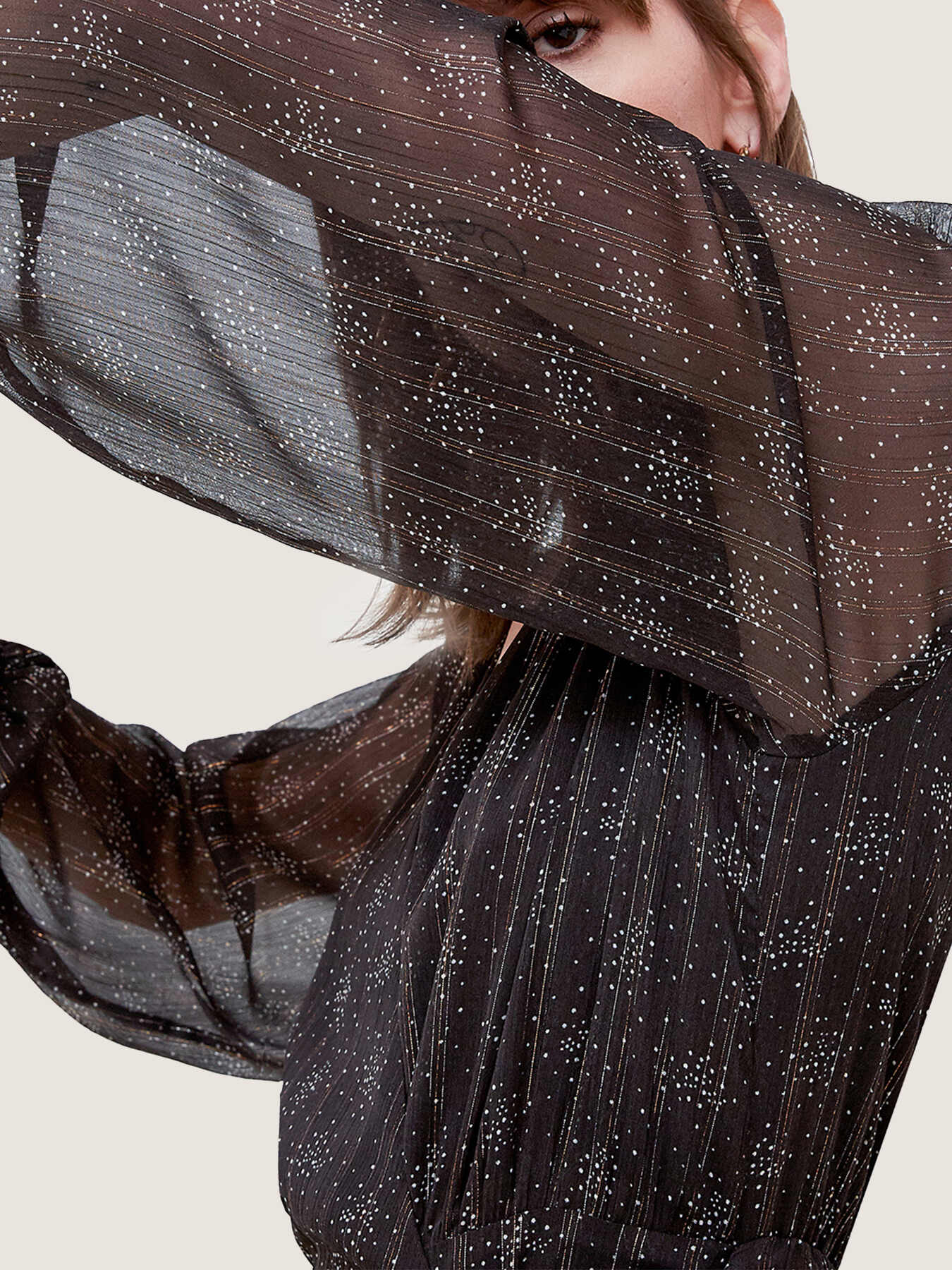 Robe courte en portefeuille avec micro-impression image number 0