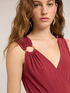 Jersey bodysuit top with draping and metal ring image number 3