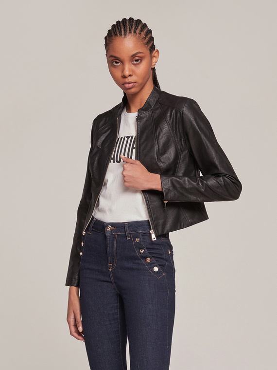 Motivi Giubbotto in similpelle con tagli shaping Donna