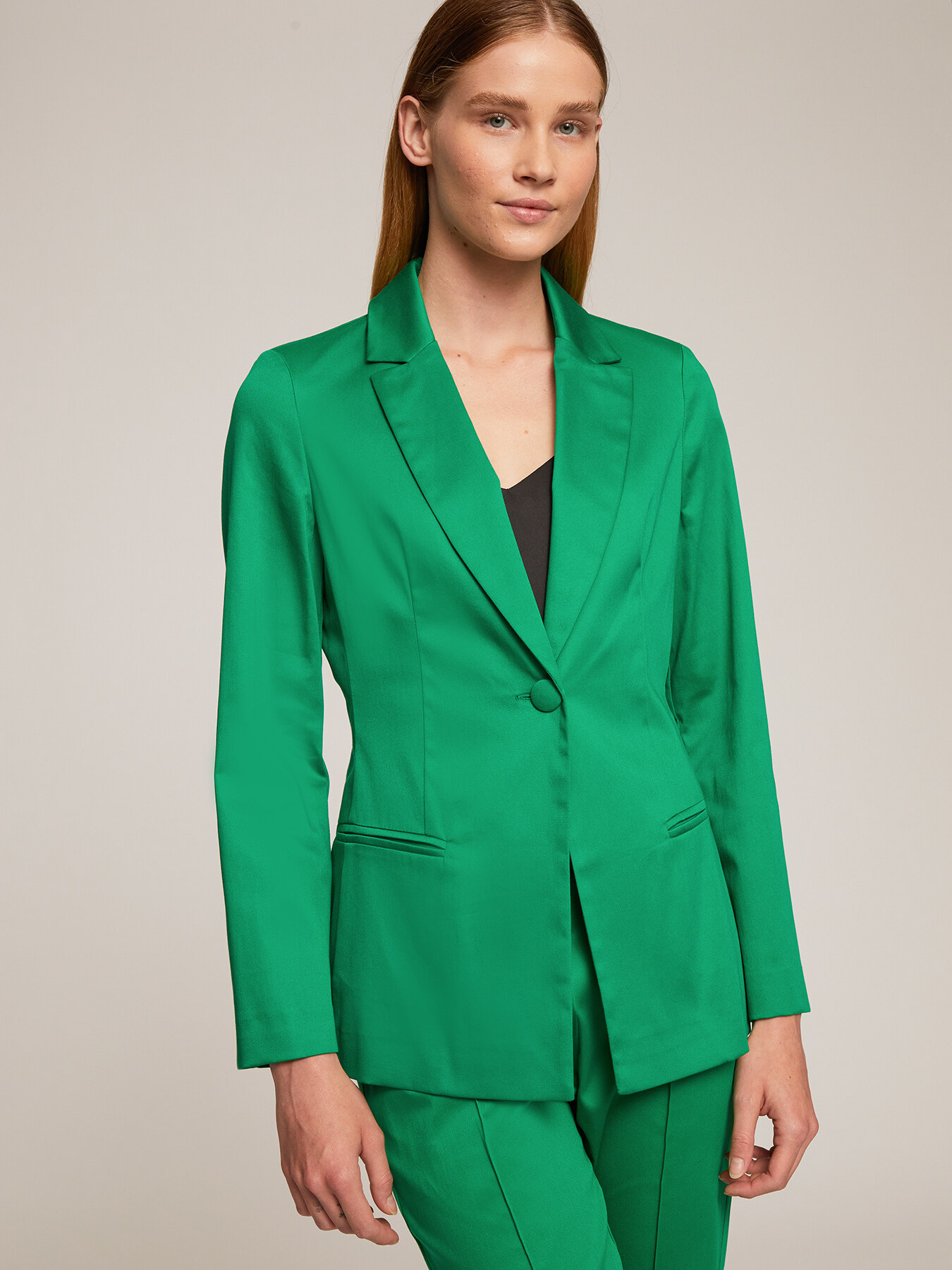 Satin solid colour blazer image number 0