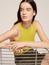 Broad-shoulder ribbed top in jersey image number 0