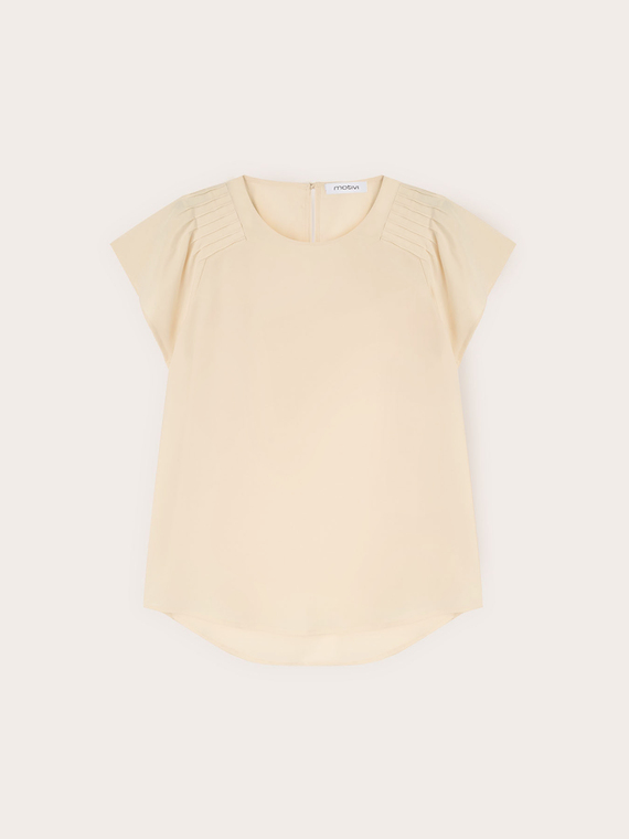 Blusa in cr&ecirc;pe de chine con pieghe