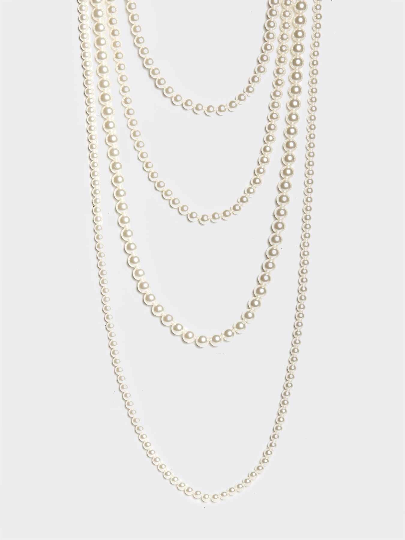 Long multi-strand necklace with pearls image number 0
