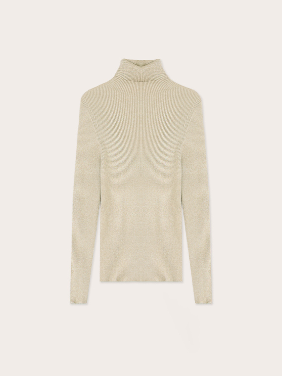 Pull col roul&eacute; fin &agrave; c&ocirc;tes lurex